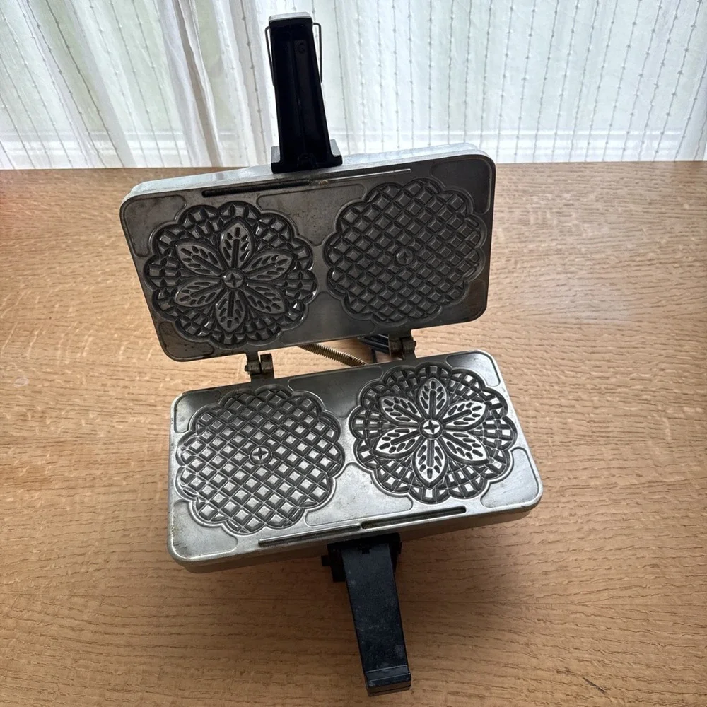 CucinaPro Pizzelle Maker Polished Electric Baker Press Makes Two 5-Inch Cookies